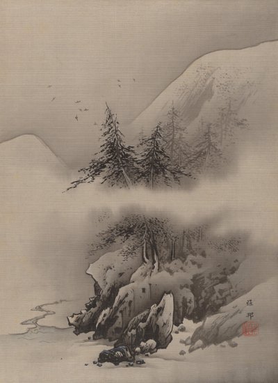 Snølandskap, ca. 1885-89. av Hashimoto Gaho
