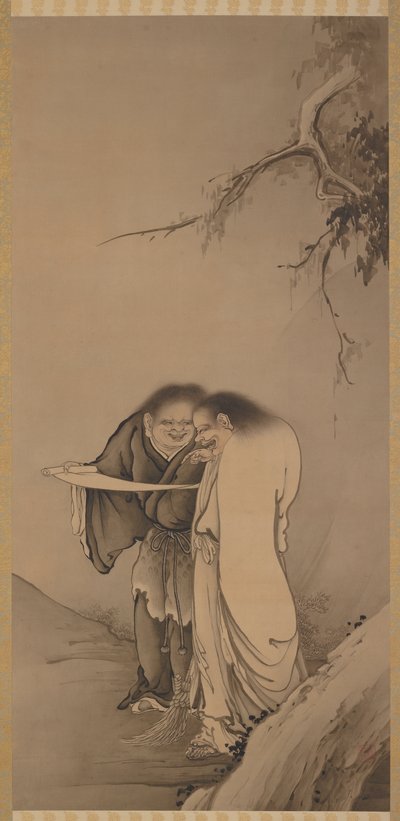 De kinesiske taoistiske udødelige, Han-shan og Shih-te Kanzan og Jittoku, Meiji-tiden, 1886. av Hashimoto Gaho