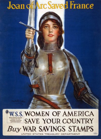 Joan of Arc reddet Frankrike - Women of America, save your country-plakat, 1918 av Haskell Coffin