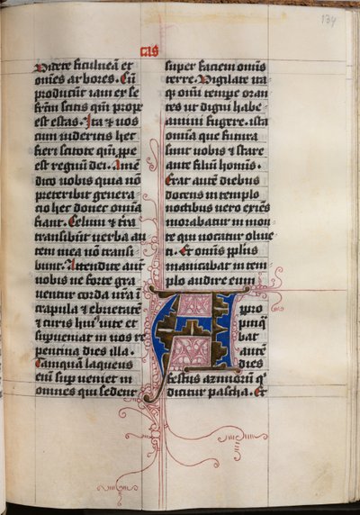 Evangeliebok med evangelistportretter: Dekorert initial av Hausbuch Master