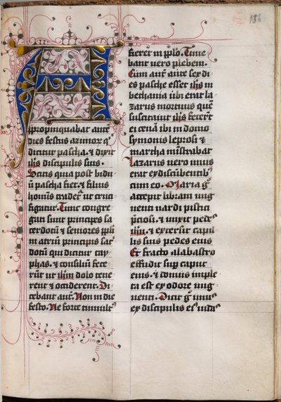 Evangeliebok med evangelistportretter: Dekorert initial av Hausbuch Master