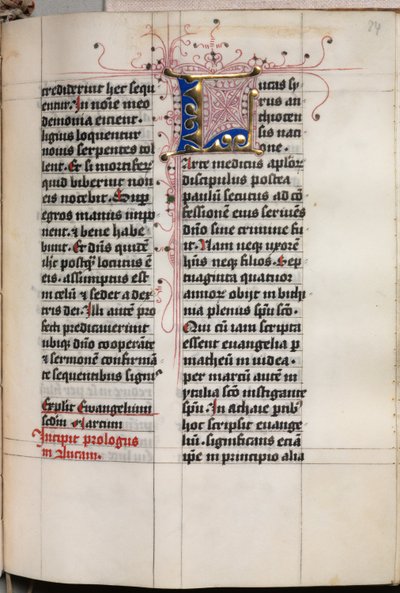 Evangeliebok med evangelistportretter: Dekorert initial, ca. 1480. av Hausbuch Master