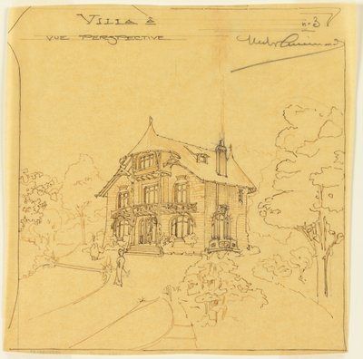 Perspektiv utsikt over en villa av Hector Guimard