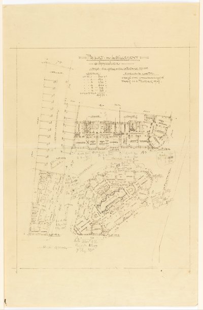 Plan, Project de Lotnement, rue Gros og rue de la Fontaine, Paris av Hector Guimard