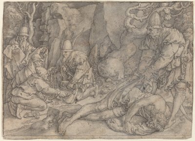 En mann overmannet av tyver, ca. 1554. av Heinrich Aldegrever