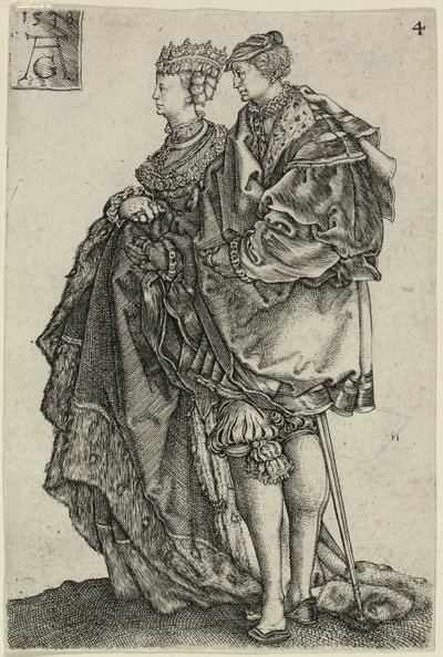 Dancing Couple, plate fire fra The Large Wedding-Dancers av Heinrich Aldegrever