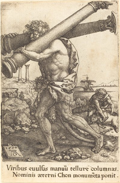 Hercules bærer de to søylene i Gaza av Heinrich Aldegrever