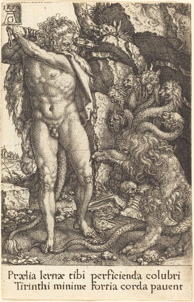 Hercules kjemper med Hydra av Lernea av Heinrich Aldegrever