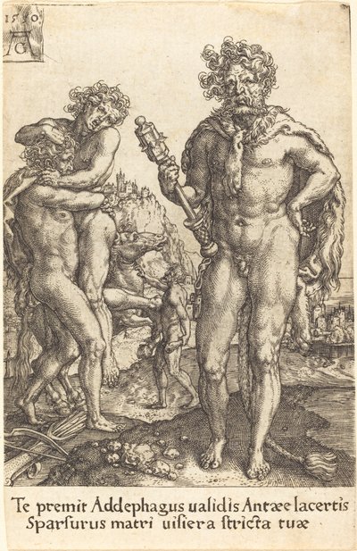 Hercules og Anthaeus av Heinrich Aldegrever