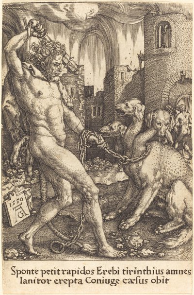 Herkules og Cerberus av Heinrich Aldegrever