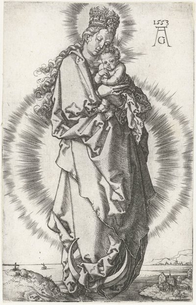 Madonna og barn på halvmånen av Heinrich Aldegrever
