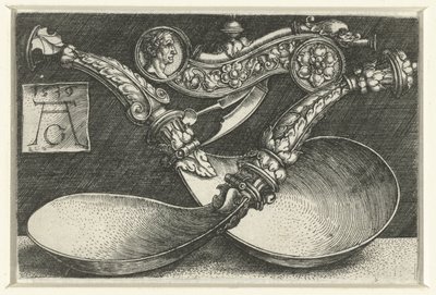 Design for to skjeer og en fløyte av Heinrich Aldegrever