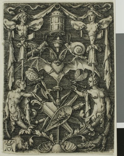 Ornamental design med flaggermus i sentrum av Heinrich Aldegrever