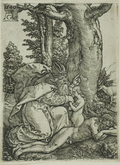 The Creation of Eva, plate en fra Adam og Eva av Heinrich Aldegrever