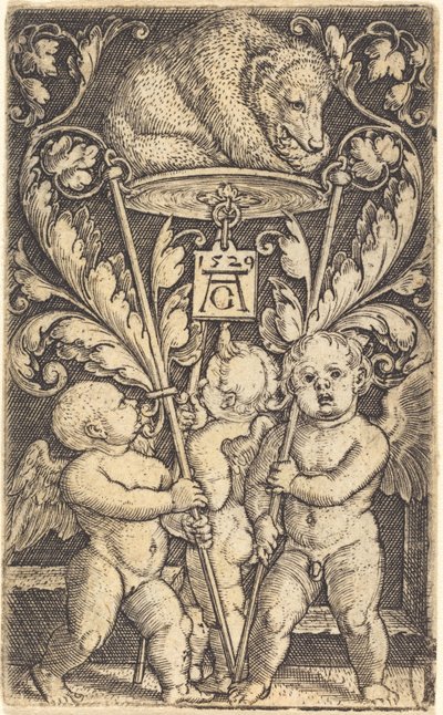 Three Cupids and a Bear, 1529. av Heinrich Aldegrever
