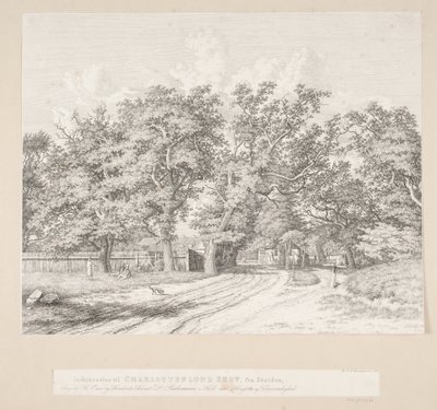 Innkjøringen til Charlottenlund Skog fra innsjøsiden av Heinrich Buntzen