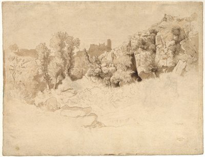 Fjellformasjoner nær Olevano av Heinrich Dreber