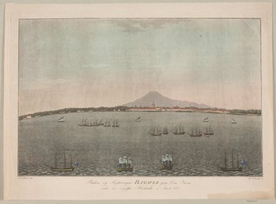 Byen og festningen Batavia på øya Java under den engelske blokaden i år 1800 av Heinrich Grosch