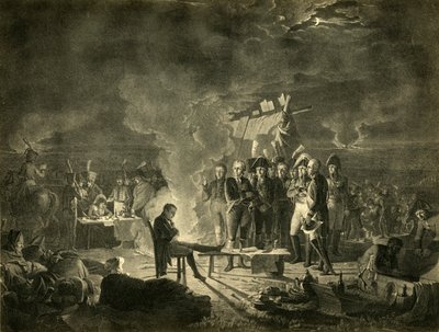 Napoleons bivuakk på slagmarken til Wagram natten mellom 5. og 6. juli 1809, 1921. av Heinrich Guttenberg