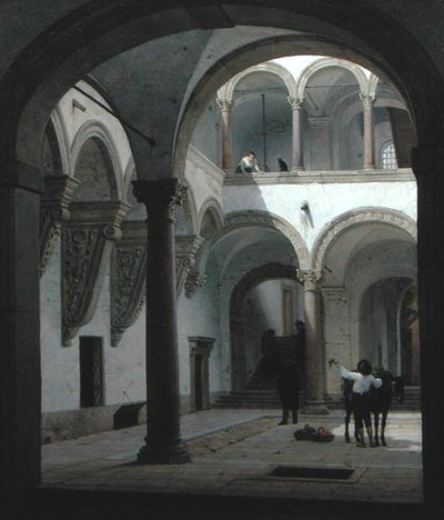 Gårdsplassen til Palazzo Fava, Bologna av Heinrich Hansen