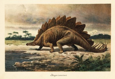 Stegosaurus armatus fra sen jura. av Heinrich Harder