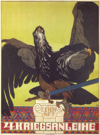 Abonner på det fjerde krigslånet - Abonner på det fjerde krigslånet - Lefler, Heinrich (1863-1919) - 1916 - Fargelitografi - Privat samling av Heinrich Lefler