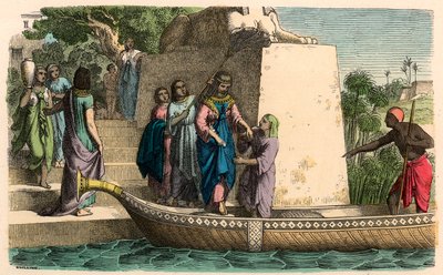 Det gamle Egypt: Fremragende dame som reiser i en bark av Heinrich Leutemann