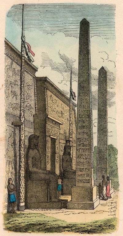 Det gamle Egypt: Inngangen til et palasstempel av Heinrich Leutemann