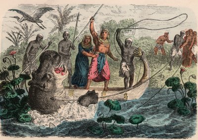 Det gamle Egypt: Farao jakter på flodhest, 1866 av Heinrich Leutemann
