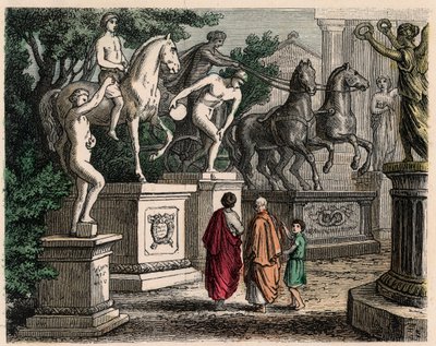 Antikkens Hellas: Statuer av olympiske mestere reist i Olympia, 1866 av Heinrich Leutemann