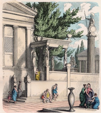Antikkens Hellas: Det hellige oliventreet på slottet (Akropolis) i Athen av Heinrich Leutemann