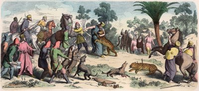 Ancient Orient: En persisk konge og hans følge jakter av Heinrich Leutemann