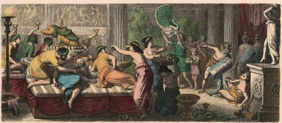 Antikkens Roma: En bankett med en forestilling av gladiatorer av Heinrich Leutemann
