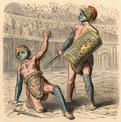 Antikkens Roma: Gladiatorkamper i amfiteateret av Heinrich Leutemann