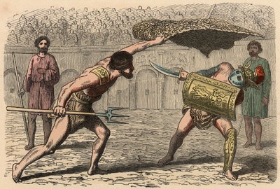 Antikkens Roma: Gladiatorkamper i amfiteateret av Heinrich Leutemann