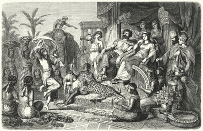 Rettsscene fra et av de hellenistiske kongedømmene som Alexander den stores rike ble delt inn i etter hans død (gravering) av Heinrich Leutemann