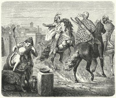 Jugurtha av Numidia forlater den korrupte byen Roma (gravering) av Heinrich Leutemann