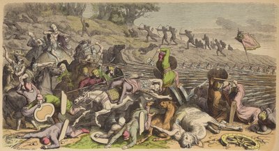 Makedonsk falanks i kamp med perserne (farget gravering) av Heinrich Leutemann