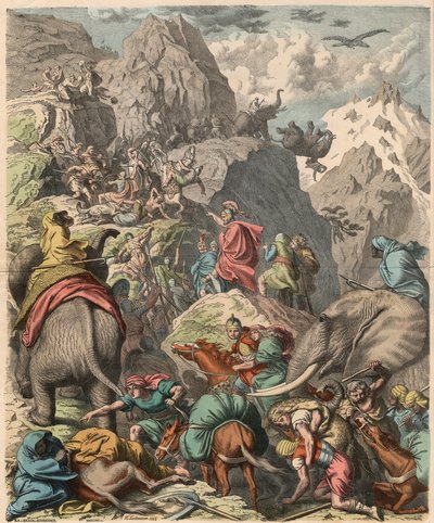 Andre puniske krig: Hannibal krysser Alpene, 1866 av Heinrich Leutemann
