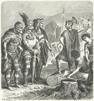 Den romerske generalen Stilicho forhandler med goterne, c400 (gravering) av Heinrich Leutemann
