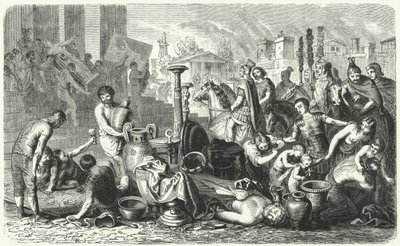 Romerne bærer bort kunstskattene i Hellas (gravering) av Heinrich Leutemann