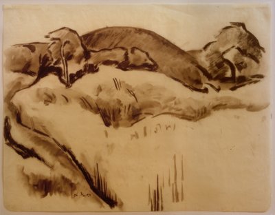 Landskap med fjellkjede av Heinrich Nauen
