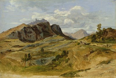 Landskap ved Civitella, 1822 (olje på papir på papp) av Heinrich Reinhold