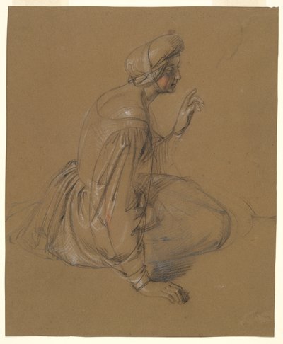 Studie av en sittende kvinne: St. Elizabeth av Heinrich Schwemminger