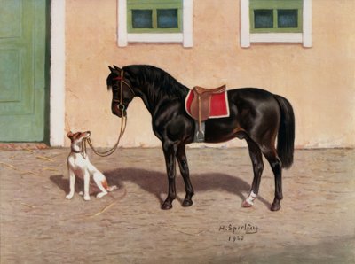 Hest, svart / etter H. Sparrow av Heinrich Sperling