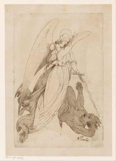 Angel løfter en kvinnelig helgen og beseirer en demon av Heinrich Vianden