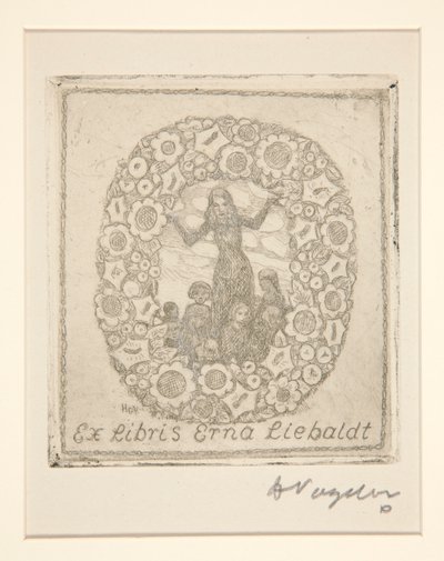 Bokplate: Ex Libris Erna Liebaldt av Heinrich Vogeler