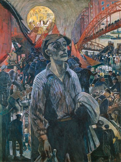 Arbeider ved et Hamburg-verft Hamburg-kamerat, 1928. av Heinrich Vogeler