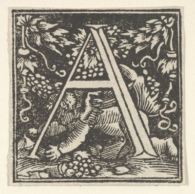 Forbokstav A med putto, ca. 1538. av Heinrich Vogtherr