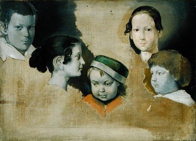 De fem eldste barna til maleren Julius Schnorr von Carolsfield (1794-1872), ca. 1839-40 av Heinrich Wilhelm Truebner